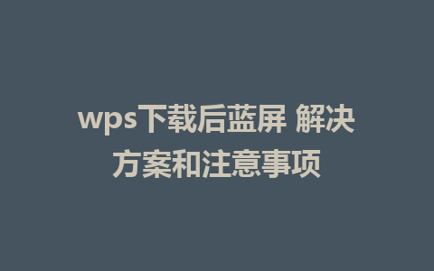 wps下载后蓝屏 解决方案和注意事项