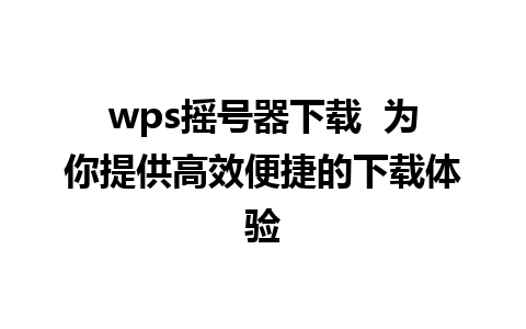 wps摇号器下载  为你提供高效便捷的下载体验