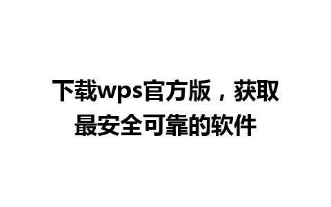 下载wps官方版，获取最安全可靠的软件