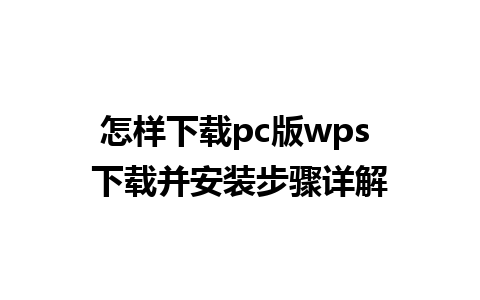 怎样下载pc版wps 下载并安装步骤详解