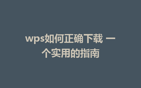 wps如何正确下载 一个实用的指南