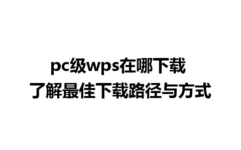 pc级wps在哪下载 了解最佳下载路径与方式