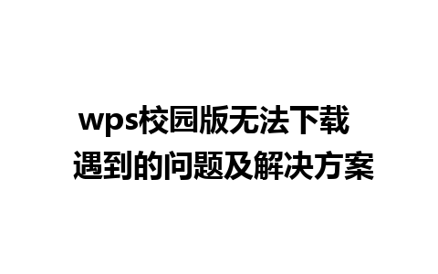 wps校园版无法下载  遇到的问题及解决方案