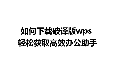 如何下载破译版wps 轻松获取高效办公助手