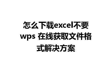 怎么下载excel不要wps 在线获取文件格式解决方案