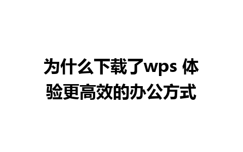 为什么下载了wps 体验更高效的办公方式