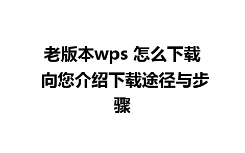 老版本wps 怎么下载 向您介绍下载途径与步骤