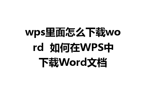 wps里面怎么下载word  如何在WPS中下载Word文档