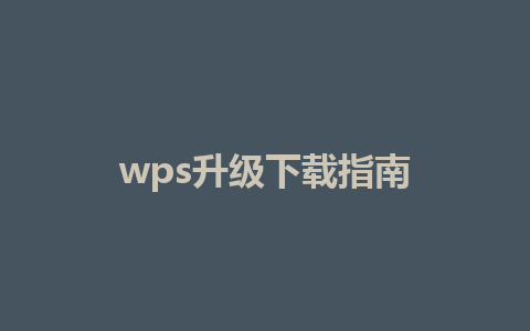 wps升级下载指南 