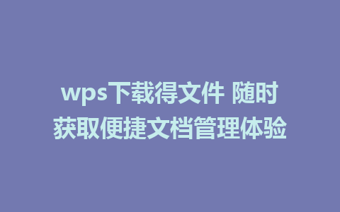 wps下载得文件 随时获取便捷文档管理体验