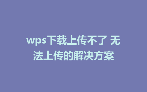 wps下载上传不了 无法上传的解决方案