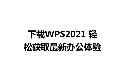 下载WPS2021 轻松获取最新办公体验