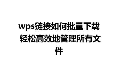 wps链接如何批量下载 轻松高效地管理所有文件