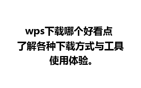 wps下载哪个好看点 了解各种下载方式与工具使用体验。