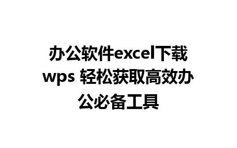 办公软件excel下载wps 轻松获取高效办公必备工具