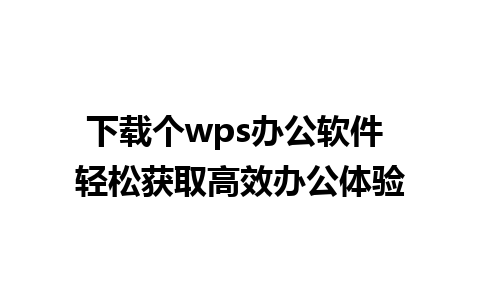 下载个wps办公软件 轻松获取高效办公体验