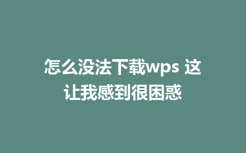 怎么没法下载wps 这让我感到很困惑