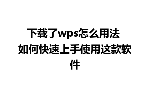 下载了wps怎么用法 如何快速上手使用这款软件