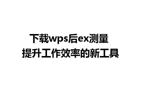 下载wps后ex测量 提升工作效率的新工具