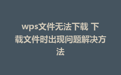 wps文件无法下载 下载文件时出现问题解决方法