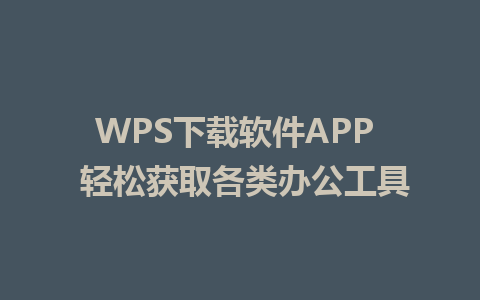 WPS下载软件APP  轻松获取各类办公工具