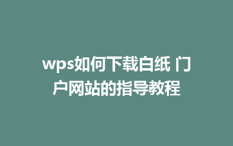 wps如何下载白纸 门户网站的指导教程