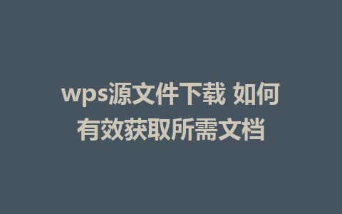 wps源文件下载 如何有效获取所需文档