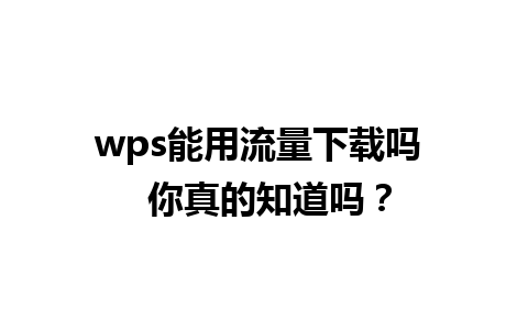 wps能用流量下载吗  你真的知道吗？