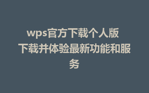 wps官方下载个人版 下载并体验最新功能和服务