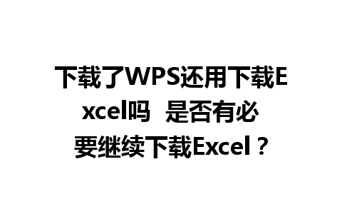 下载了WPS还用下载Excel吗  是否有必要继续下载Excel？