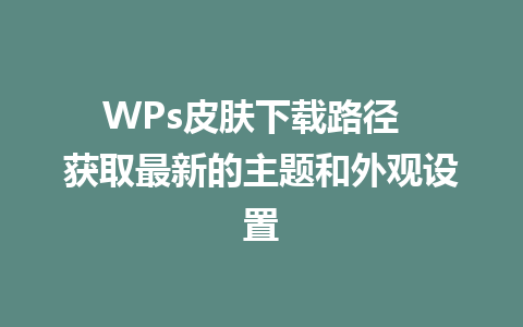 WPs皮肤下载路径  获取最新的主题和外观设置 