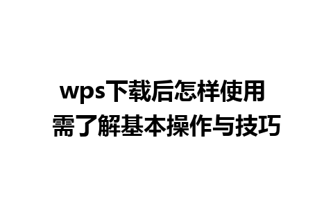 wps下载后怎样使用 需了解基本操作与技巧