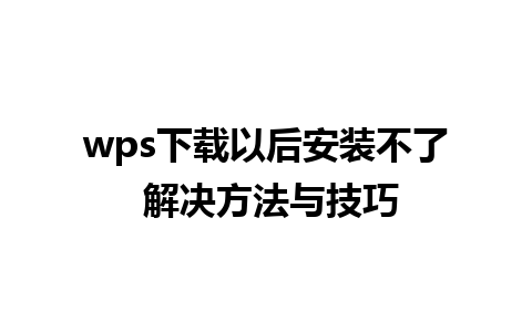 wps下载以后安装不了 解决方法与技巧