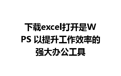 下载excel打开是WPS 以提升工作效率的强大办公工具