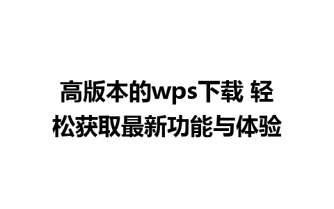 高版本的wps下载 轻松获取最新功能与体验