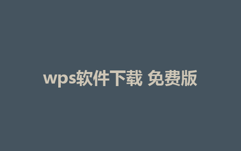 wps软件下载 免费版