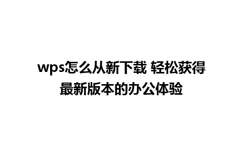 wps怎么从新下载 轻松获得最新版本的办公体验