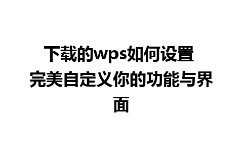 下载的wps如何设置 完美自定义你的功能与界面