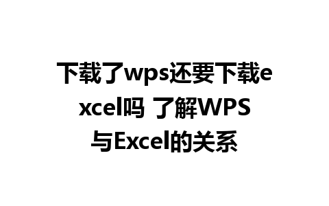 下载了wps还要下载excel吗 了解WPS与Excel的关系