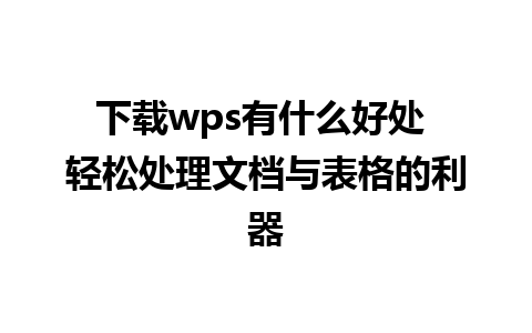 下载wps有什么好处 轻松处理文档与表格的利器