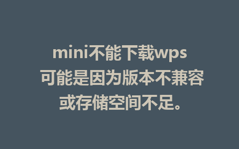 mini不能下载wps 可能是因为版本不兼容或存储空间不足。