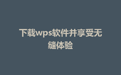 下载wps软件并享受无缝体验