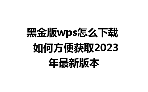 黑金版wps怎么下载  如何方便获取2023年最新版本