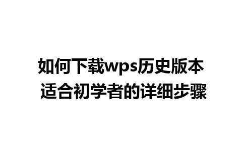 如何下载wps历史版本 适合初学者的详细步骤