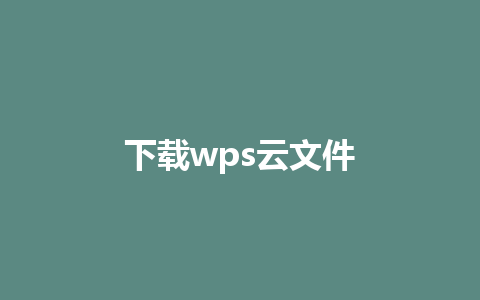 下载wps云文件