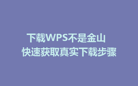 下载WPS不是金山  快速获取真实下载步骤