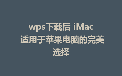 wps下载后 iMac 适用于苹果电脑的完美选择