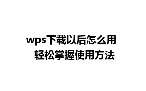 wps下载以后怎么用  轻松掌握使用方法