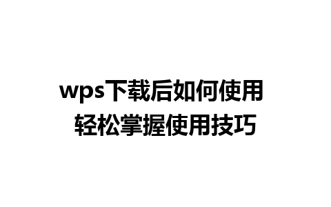 wps下载后如何使用 轻松掌握使用技巧