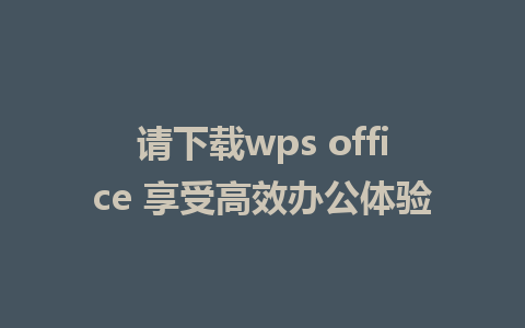 请下载wps office 享受高效办公体验